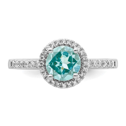 Pure Serenity 14k White Gold 1/5 Ct. Lab Grown Diamond VS/SI+ G+ and Lab Created Paraiba Ring