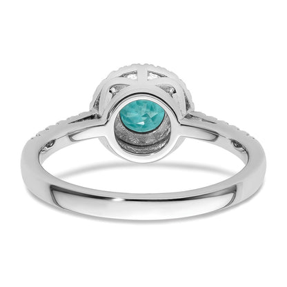 Pure Serenity 14k White Gold 1/5 Ct. Lab Grown Diamond VS/SI+ G+ and Lab Created Paraiba Ring