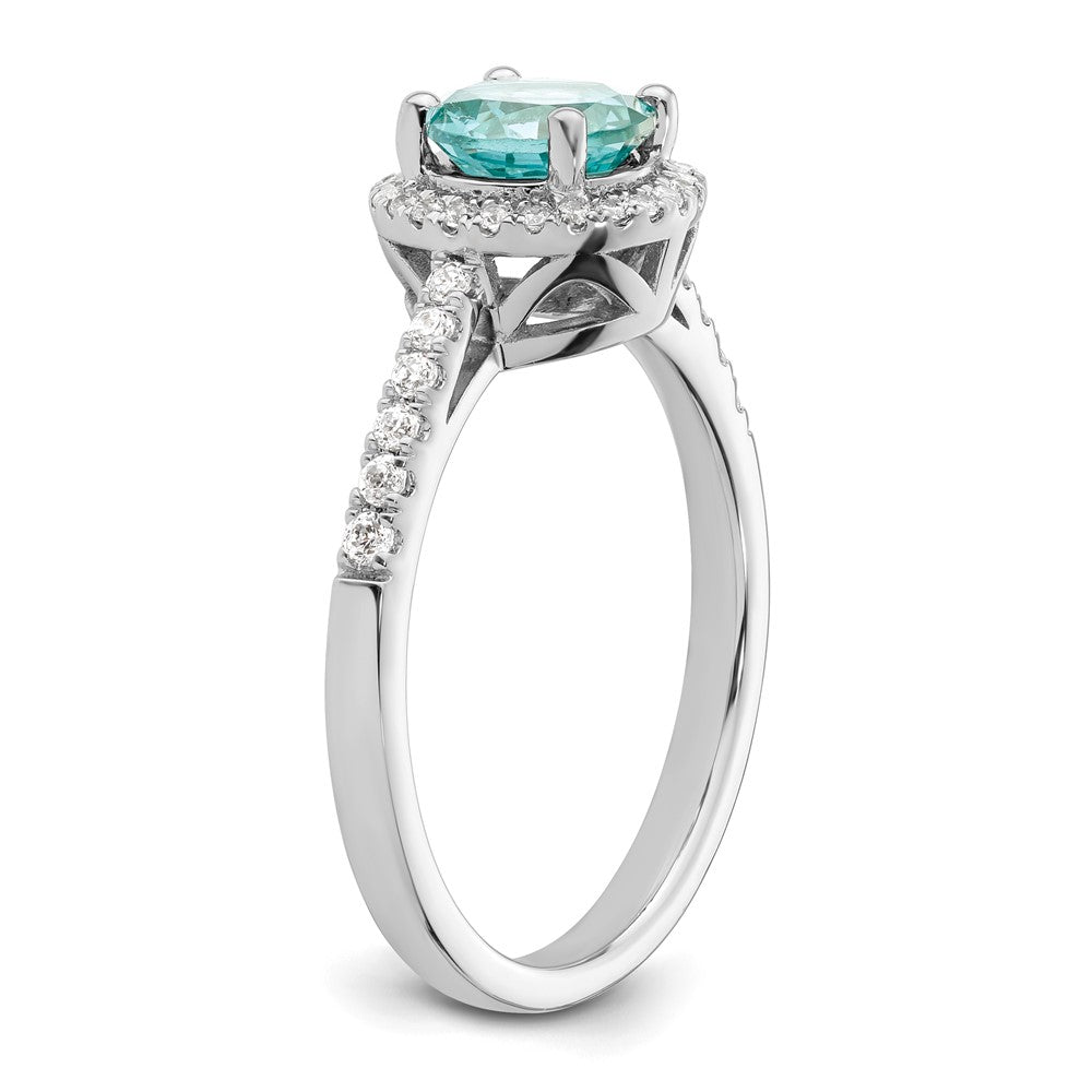 Pure Serenity 14k White Gold 1/5 Ct. Lab Grown Diamond VS/SI+ G+ and Lab Created Paraiba Ring