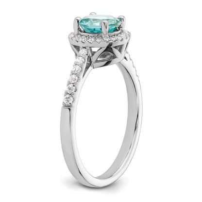 Pure Serenity 14k White Gold 1/5 Ct. Lab Grown Diamond VS/SI+ G+ and Lab Created Paraiba Ring