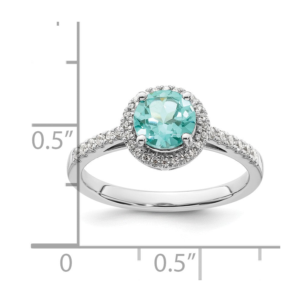 Pure Serenity 14k White Gold 1/5 Ct. Lab Grown Diamond VS/SI+ G+ and Lab Created Paraiba Ring
