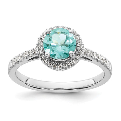 Pure Serenity 14k White Gold 1/5 Ct. Lab Grown Diamond VS/SI+ G+ and Lab Created Paraiba Ring