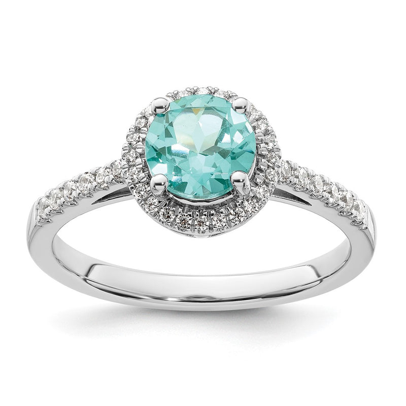 Pure Serenity 14k White Gold 1/5 Ct. Lab Grown Diamond VS/SI+ G+ and Lab Created Paraiba Ring