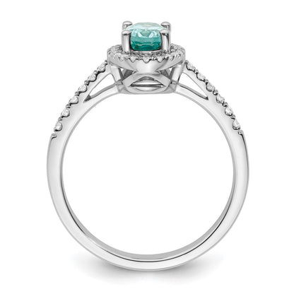 Pure Serenity 14k White Gold 1/5 Ct. Lab Grown Diamond VS/SI+ G+ and Lab Created Paraiba Ring
