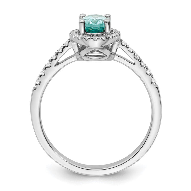 Pure Serenity 14k White Gold 1/5 Ct. Lab Grown Diamond VS/SI+ G+ and Lab Created Paraiba Ring