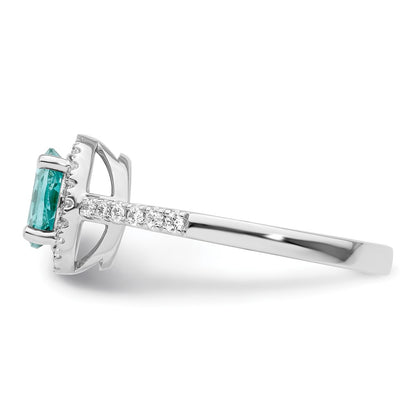 Pure Serenity 14k White Gold 1/5 Ct. Lab Grown Diamond VS/SI+ G+ and Lab Created Paraiba Ring