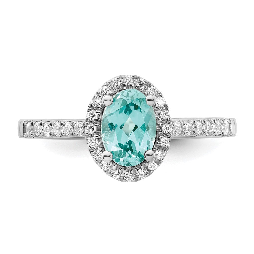Pure Serenity 14k White Gold 1/5 Ct. Lab Grown Diamond VS/SI+ G+ and Lab Created Paraiba Ring