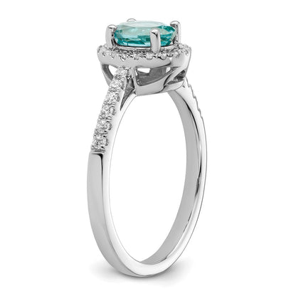 Pure Serenity 14k White Gold 1/5 Ct. Lab Grown Diamond VS/SI+ G+ and Lab Created Paraiba Ring