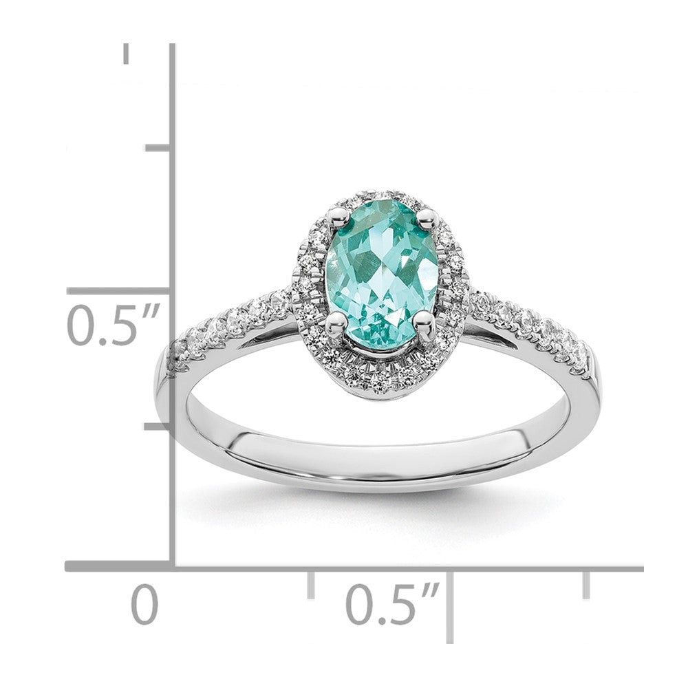 Pure Serenity 14k White Gold 1/5 Ct. Lab Grown Diamond VS/SI+ G+ and Lab Created Paraiba Ring