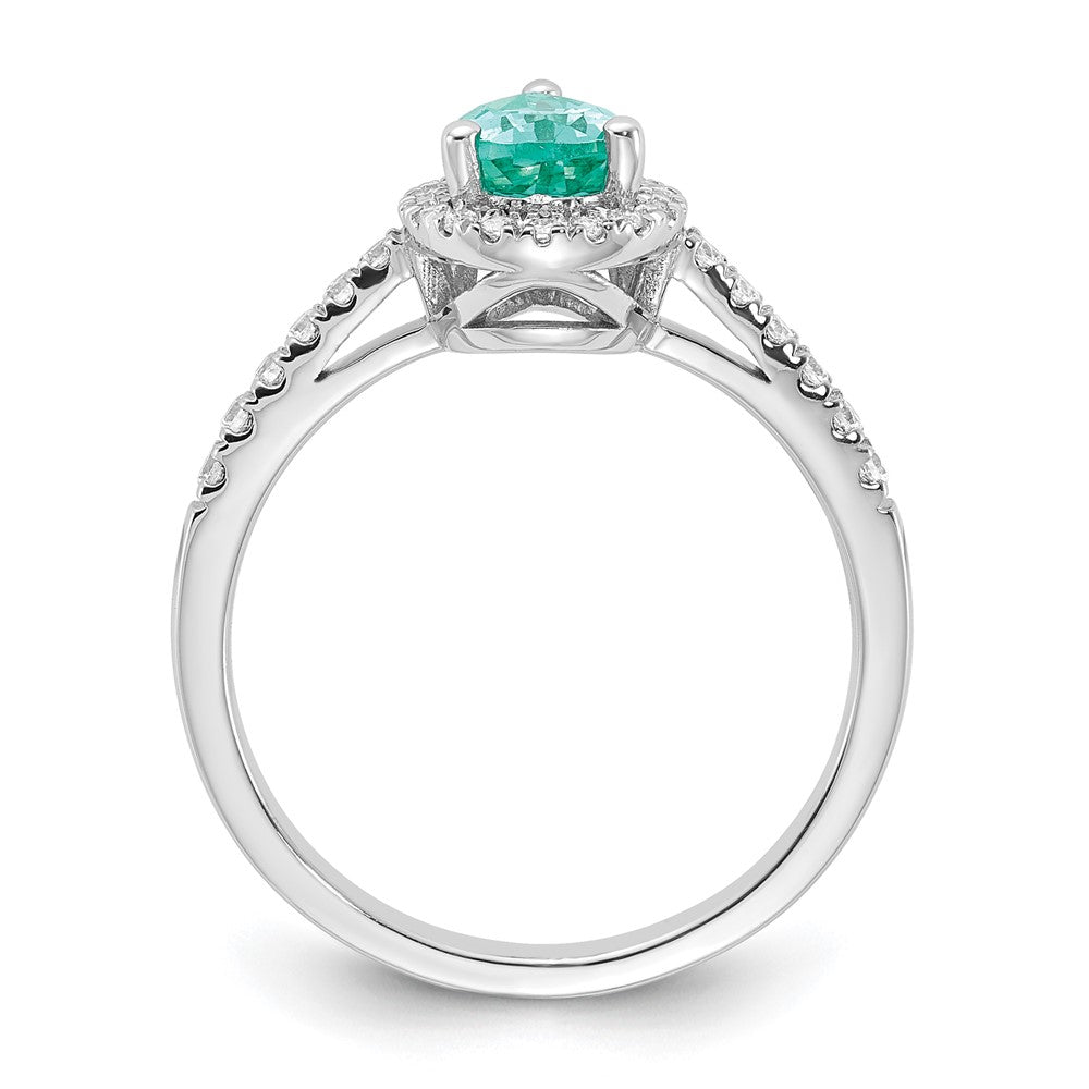 Pure Serenity 14k White Gold 1/4 Ct. Lab Grown Diamond VS/SI+ G+ and Pear Lab Created Paraiba Ring