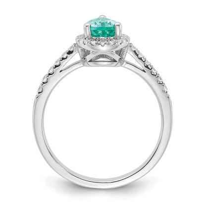 Pure Serenity 14k White Gold 1/4 Ct. Lab Grown Diamond VS/SI+ G+ and Pear Lab Created Paraiba Ring