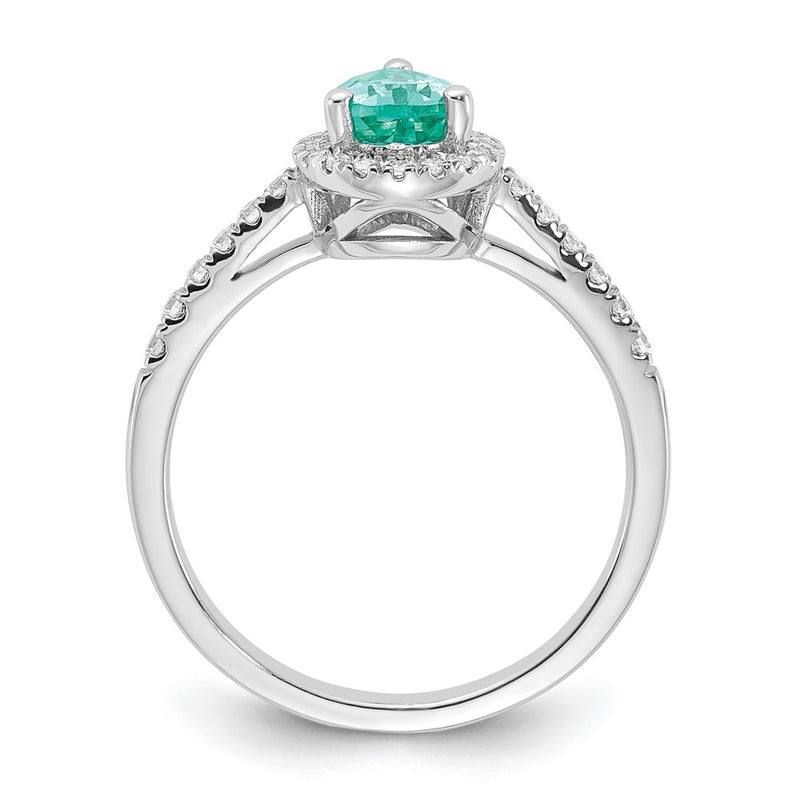Pure Serenity 14k White Gold 1/4 Ct. Lab Grown Diamond VS/SI+ G+ and Pear Lab Created Paraiba Ring