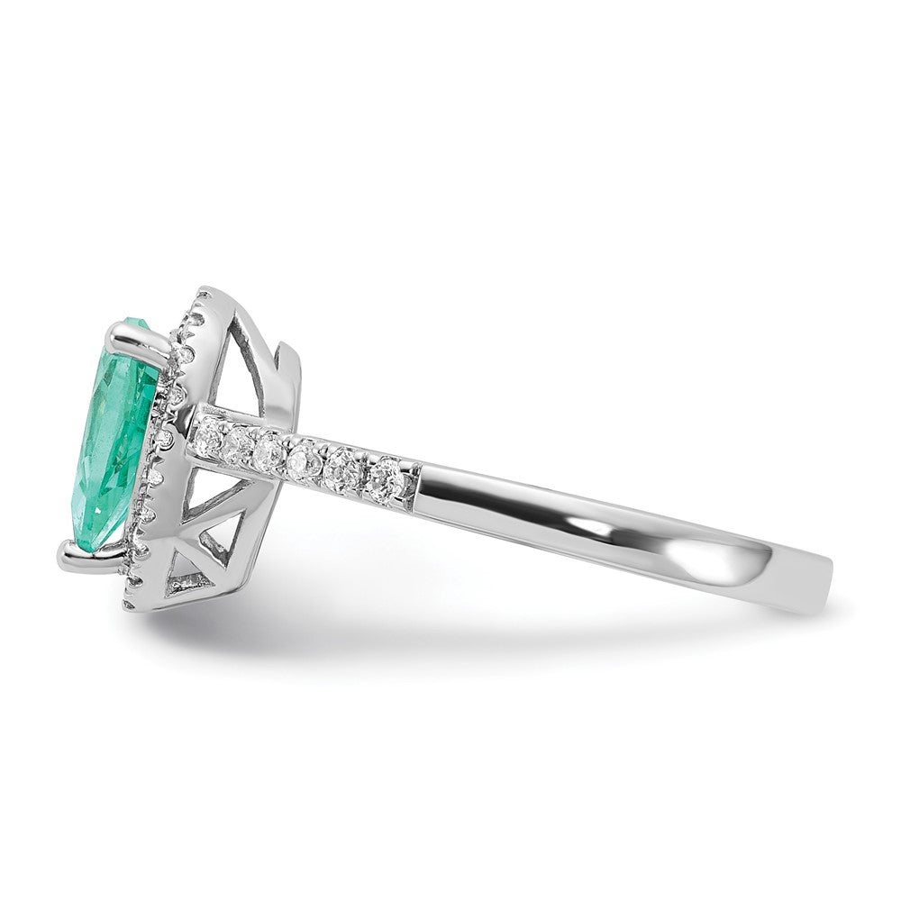 Pure Serenity 14k White Gold 1/4 Ct. Lab Grown Diamond VS/SI+ G+ and Pear Lab Created Paraiba Ring