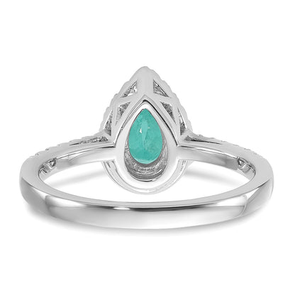 Pure Serenity 14k White Gold 1/4 Ct. Lab Grown Diamond VS/SI+ G+ and Pear Lab Created Paraiba Ring