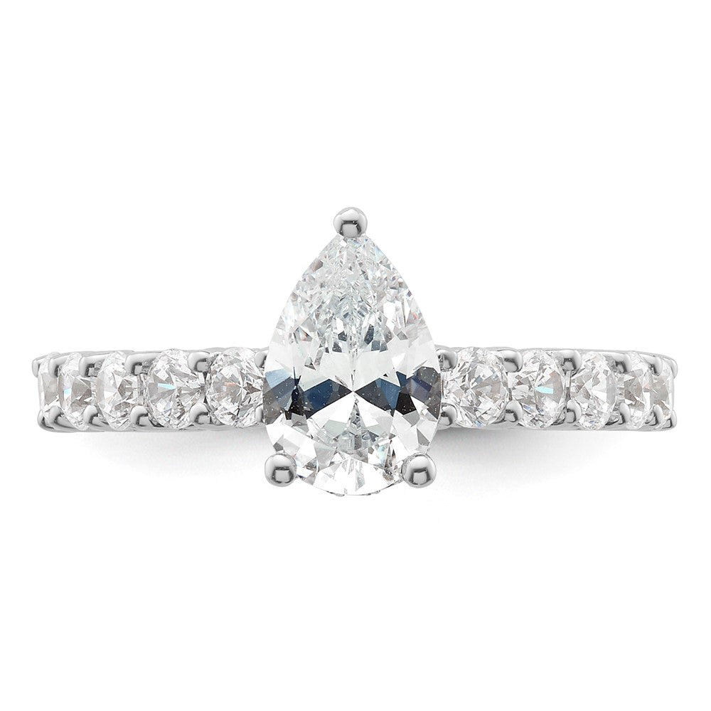 14K White Gold 1 carat Lab Grown Diamond VS/SI+ G+ 1 carat Pear Center Semi Mount Engagement Ring