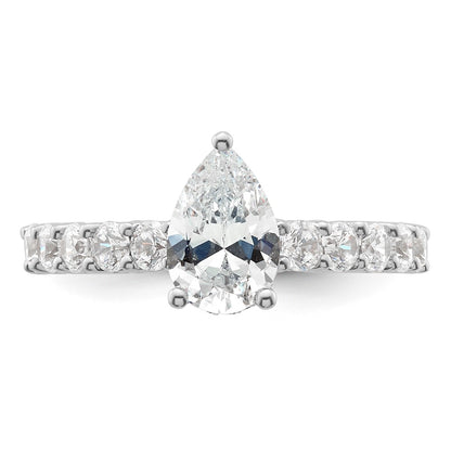 14K White Gold 1 carat Lab Grown Diamond VS/SI+ G+ 1 carat Pear Center Semi Mount Engagement Ring