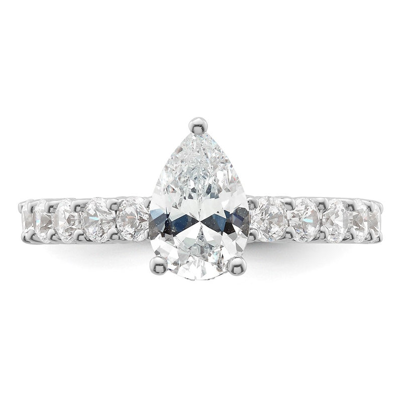 14K White Gold 1 carat Lab Grown Diamond VS/SI+ G+ 1 carat Pear Center Semi Mount Engagement Ring