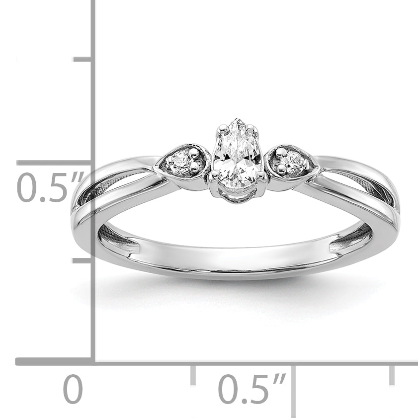 14K White Gold Lab Grown Diamond VS/SI+ G+ Promise Ring