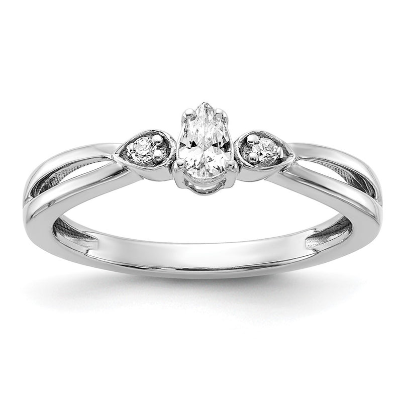 14K White Gold Lab Grown Diamond VS/SI+ G+ Promise Ring