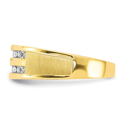 10k Yellow Gold 1/5 Ct. Lab Grown Diamond VS/SI+ G+ Complete Double Row Men's Ring