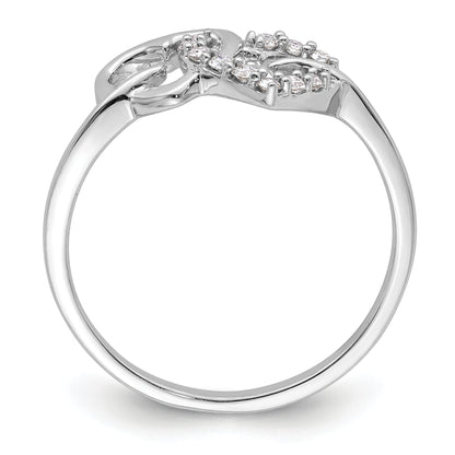 14k White Gold 1/8 Ct. Lab Grown Diamond VS/SI+ G+ Double Heart Ring
