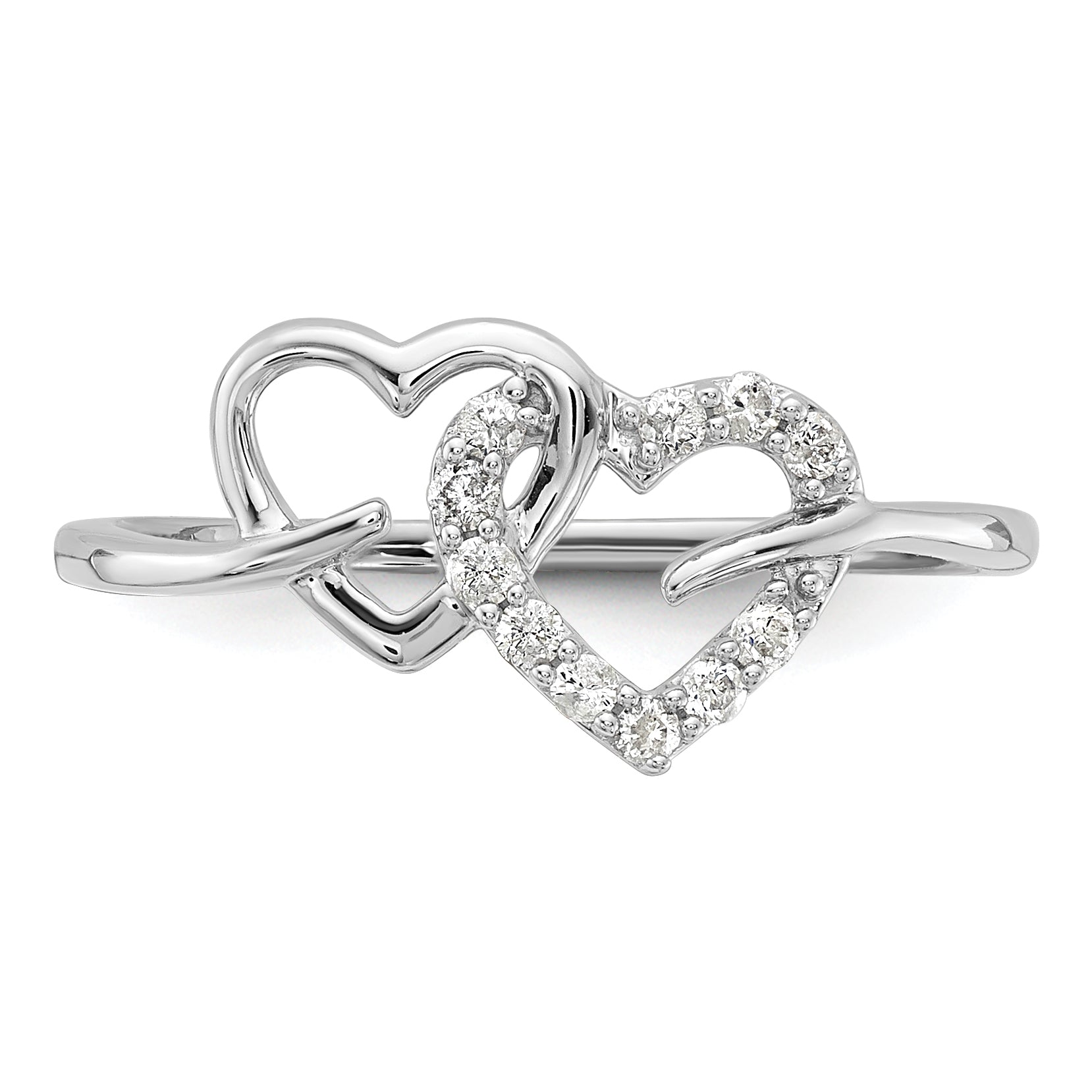 14k White Gold 1/8 Ct. Lab Grown Diamond VS/SI+ G+ Double Heart Ring