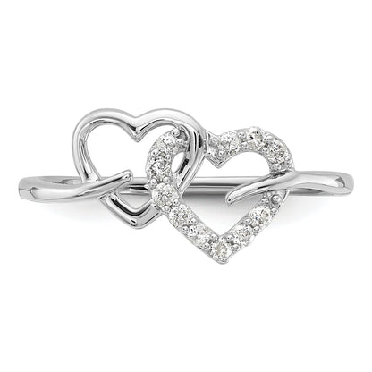 14k White Gold 1/8 Ct. Lab Grown Diamond VS/SI+ G+ Double Heart Ring