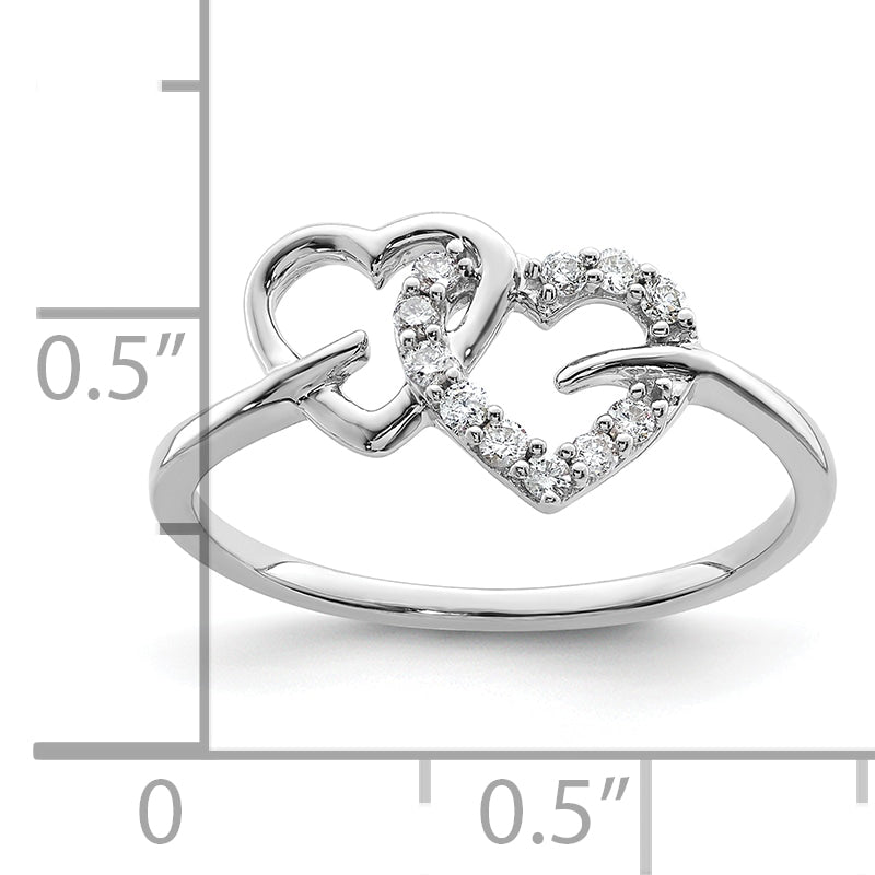 14k White Gold 1/8 Ct. Lab Grown Diamond VS/SI+ G+ Double Heart Ring