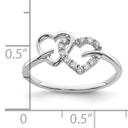 14k White Gold 1/8 Ct. Lab Grown Diamond VS/SI+ G+ Double Heart Ring