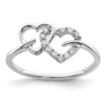 14k White Gold 1/8 Ct. Lab Grown Diamond VS/SI+ G+ Double Heart Ring
