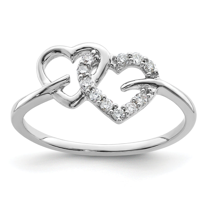 14k White Gold 1/8 Ct. Lab Grown Diamond VS/SI+ G+ Double Heart Ring