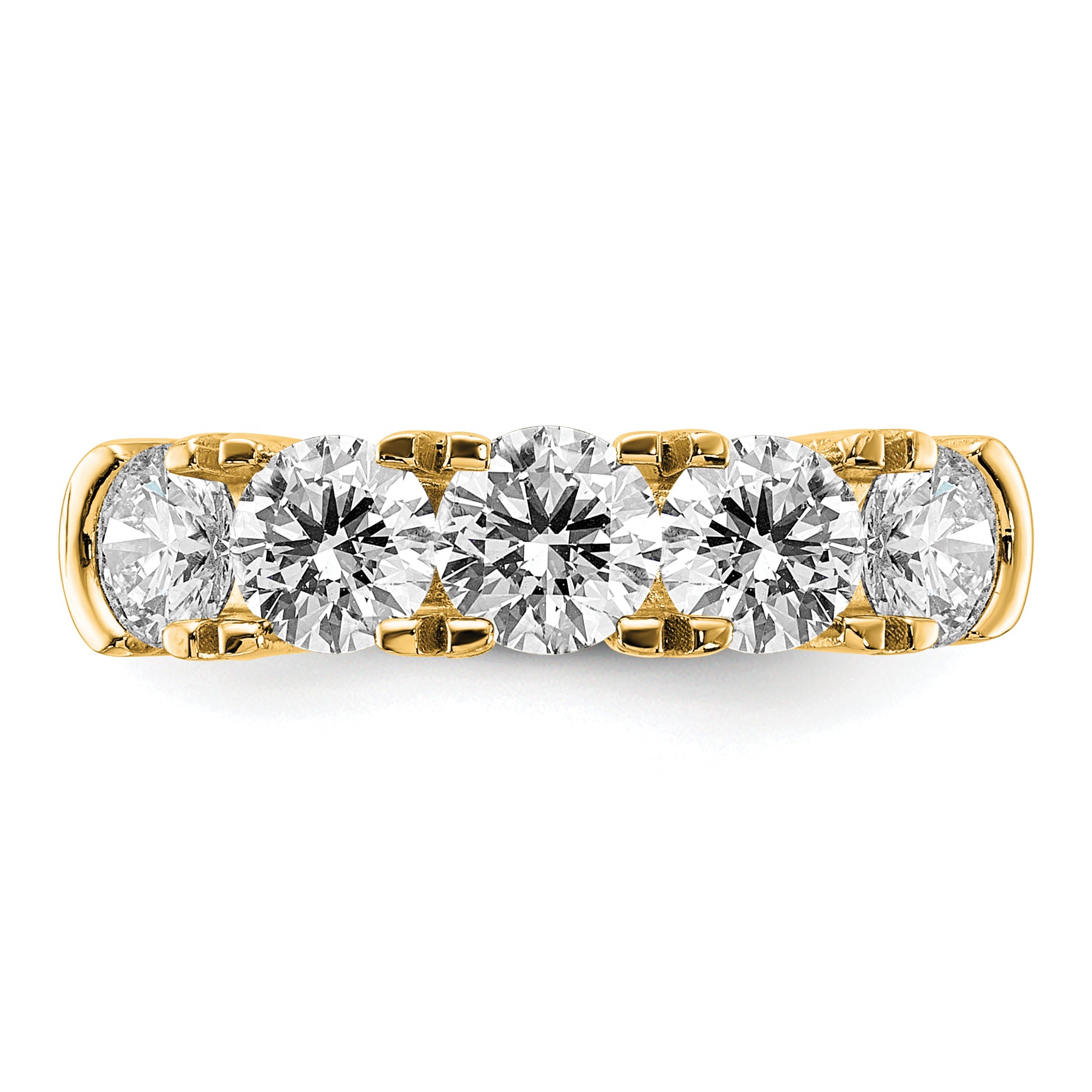 14K Yellow Gold 1 3/4 Carat Lab Grown Diamond Vs/Si+ G+ Five Stone Complete Band