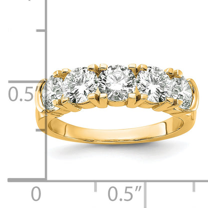 14K Yellow Gold 1 3/4 Carat Lab Grown Diamond Vs/Si+ G+ Five Stone Complete Band