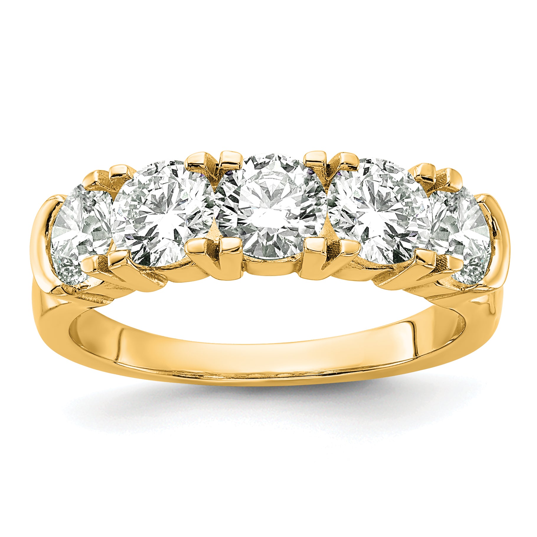 14K Yellow Gold 1 3/4 Carat Lab Grown Diamond Vs/Si+ G+ Five Stone Complete Band