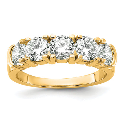14K Yellow Gold 1 3/4 Carat Lab Grown Diamond Vs/Si+ G+ Five Stone Complete Band