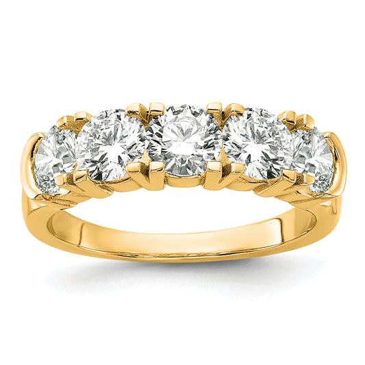14K Yellow Gold 1 3/4 Carat Lab Grown Diamond Vs/Si+ G+ Five Stone Complete Band
