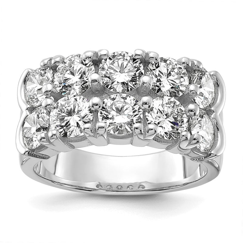 14k White Gold 3 3/8 Ct. Lab Grown Diamond VS/SI+ G+ Ten Stone Double Row Band Ring
