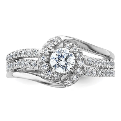 14k White Gold 3/4 Ct. Lab Grown Diamond VS/SI+ G+ Round Complete Engagement Ring