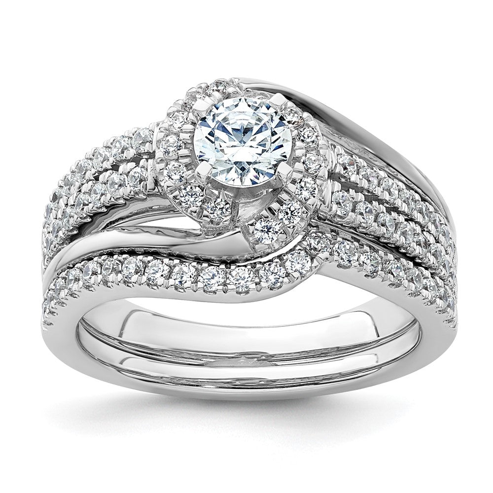 14k White Gold 3/4 Ct. Lab Grown Diamond VS/SI+ G+ Round Complete Engagement Ring