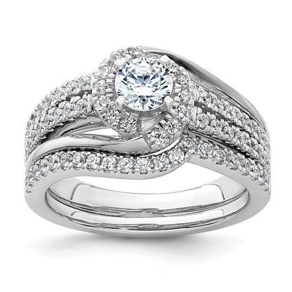 14k White Gold 3/4 Ct. Lab Grown Diamond VS/SI+ G+ Round Complete Engagement Ring