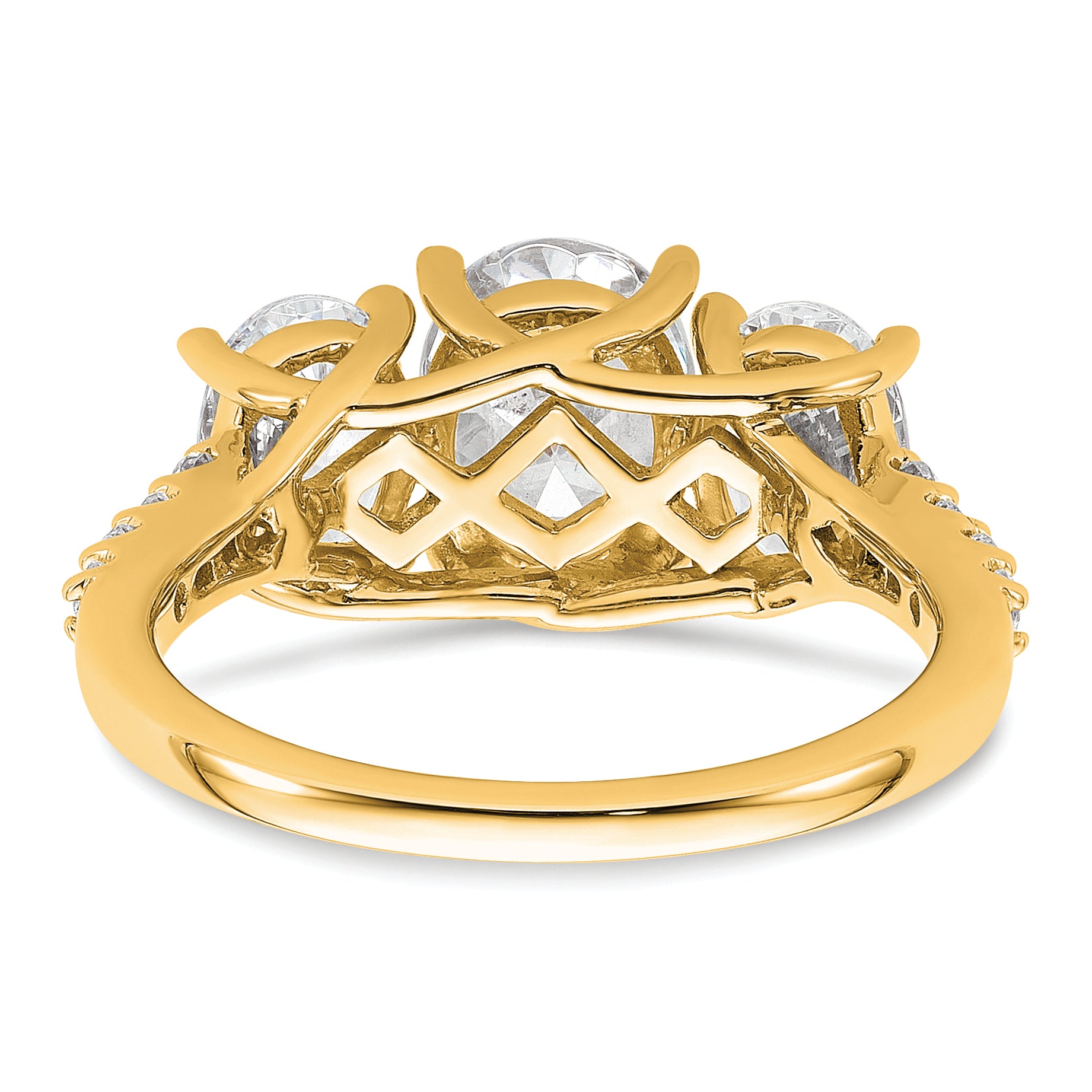 14K Yellow Gold 3 Stone Oval Certified Lab Grown Vs Def Diamond Complete Engagement Ri