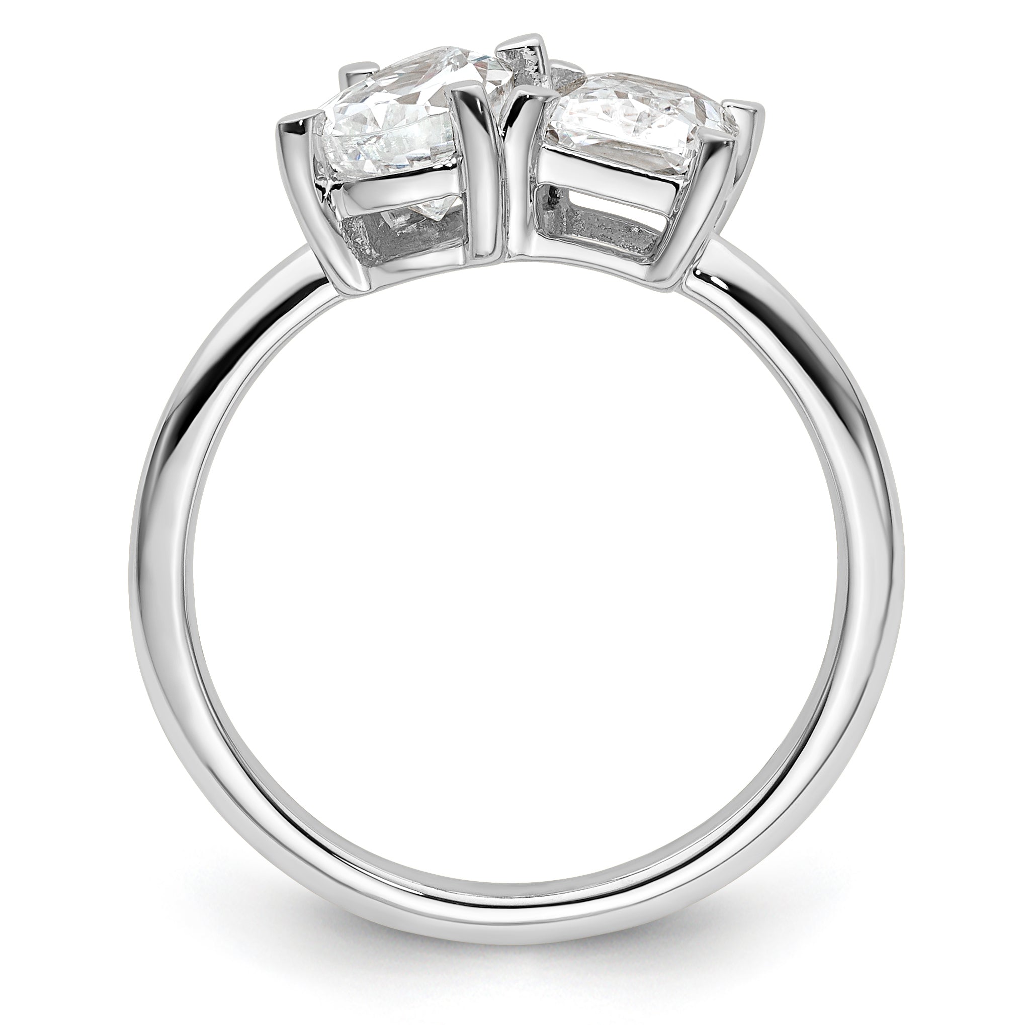 14K White Gold Wg Certified Lab Grown Vs/Si Fgh Dia Pear/Radiant Two Stone Complete Ri (Size 7 Only)
