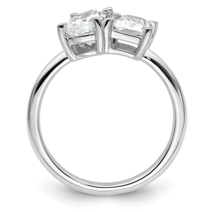 14K White Gold Wg Certified Lab Grown Vs/Si Fgh Dia Pear/Radiant Two Stone Complete Ri (Size 7 Only)