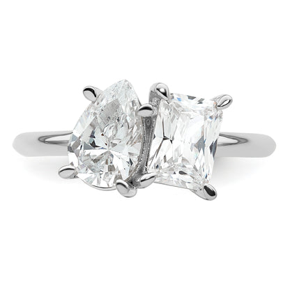 14K White Gold Wg Certified Lab Grown Vs/Si Fgh Dia Pear/Radiant Two Stone Complete Ri (Size 7 Only)