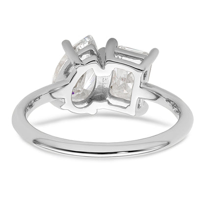 14K White Gold Wg Certified Lab Grown Vs/Si Fgh Dia Pear/Radiant Two Stone Complete Ri (Size 7 Only)