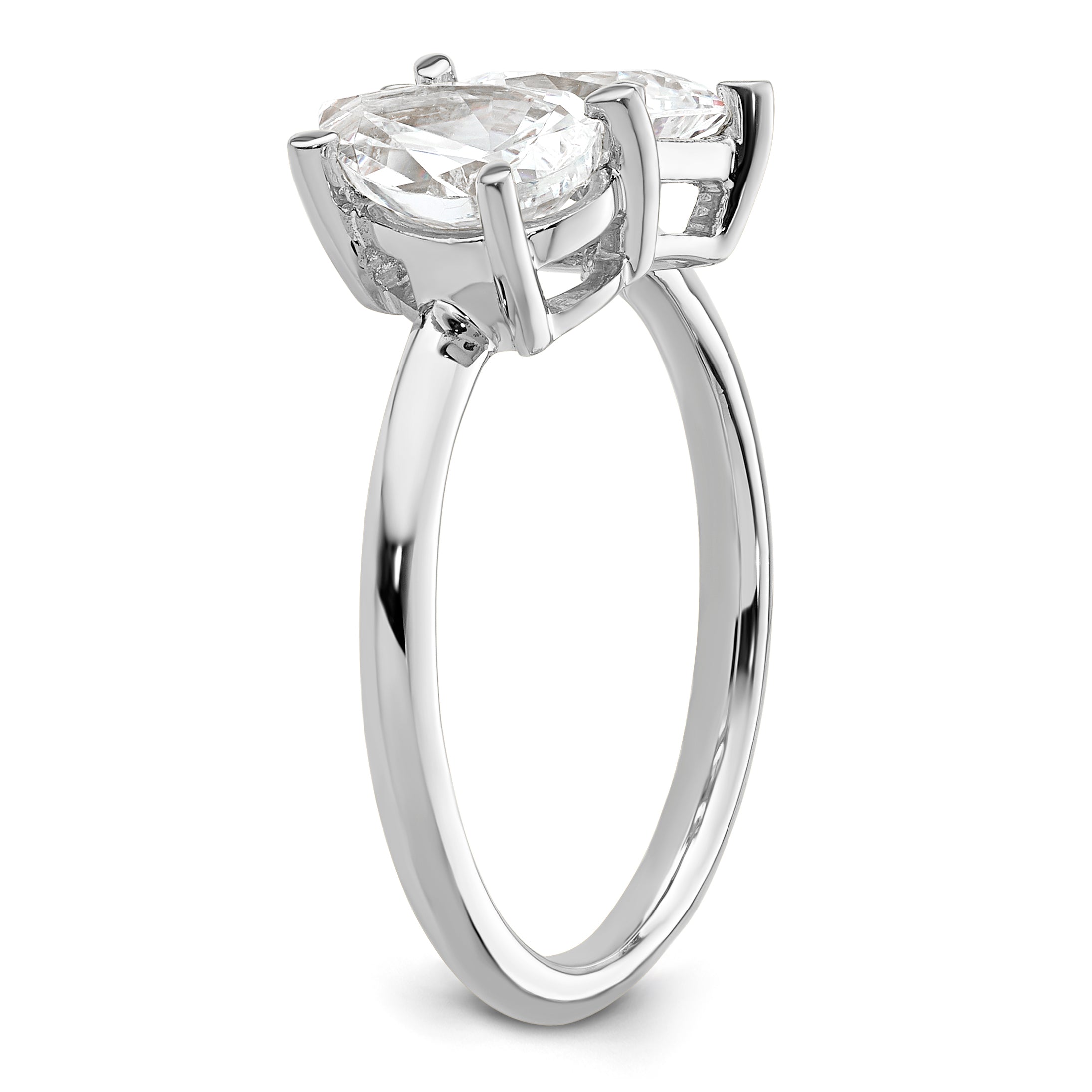 14K White Gold Wg Certified Lab Grown Vs/Si Fgh Dia Pear/Radiant Two Stone Complete Ri (Size 7 Only)