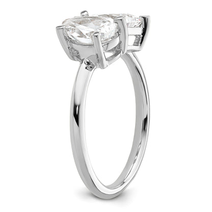 14K White Gold Wg Certified Lab Grown Vs/Si Fgh Dia Pear/Radiant Two Stone Complete Ri (Size 7 Only)