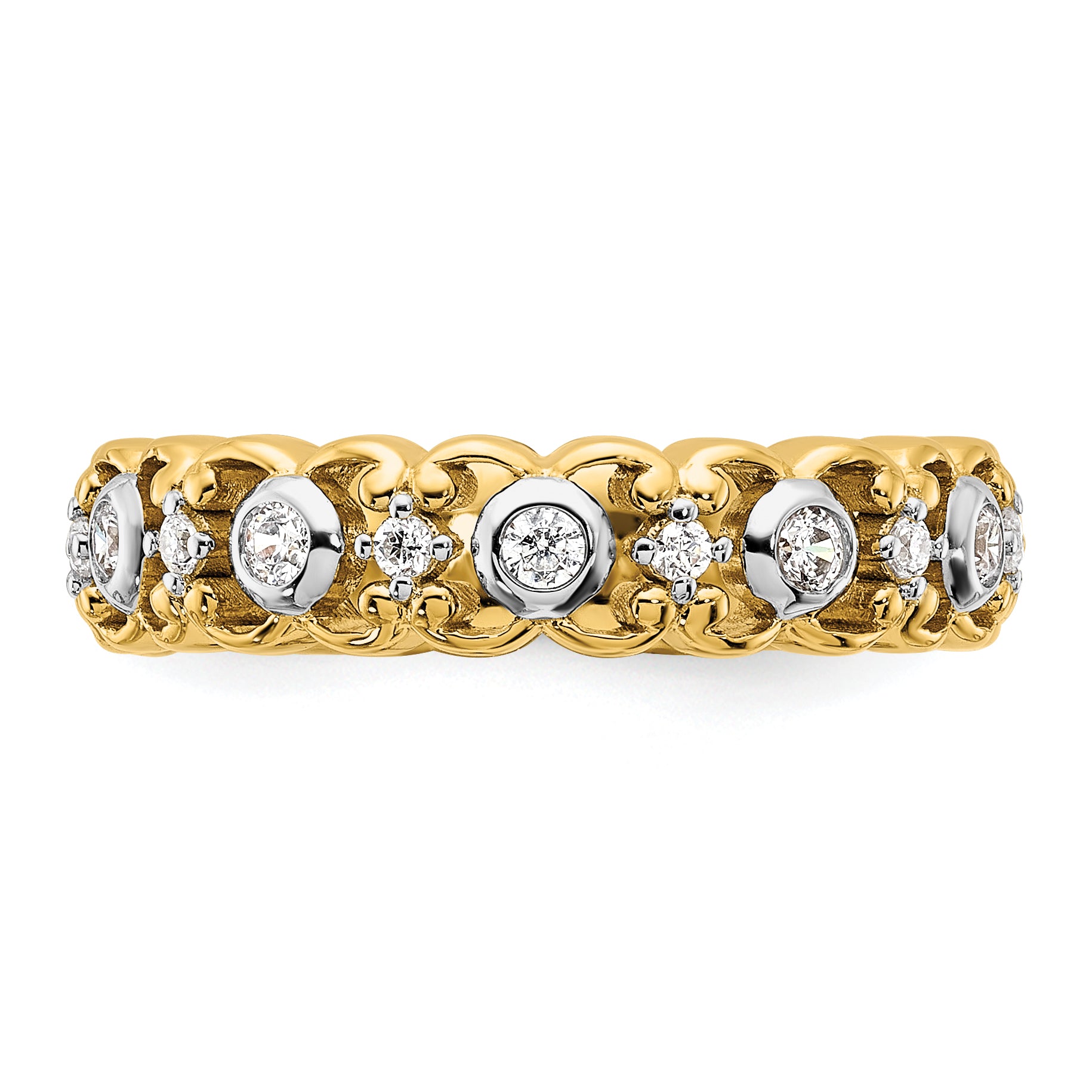 14k Yellow Gold Two Tone 1/4 Ct. Lab Grown Diamond VS/SI+ G+ Wedding Band Ring
