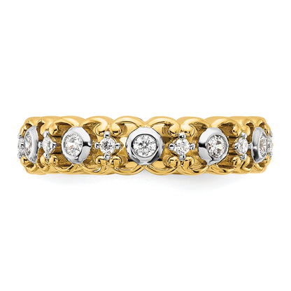 14k Yellow Gold Two Tone 1/4 Ct. Lab Grown Diamond VS/SI+ G+ Wedding Band Ring