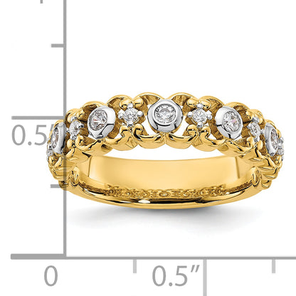 14k Yellow Gold Two Tone 1/4 Ct. Lab Grown Diamond VS/SI+ G+ Wedding Band Ring